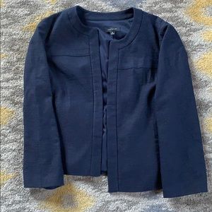 Ann Taylor navy textured, lined cotton blazer